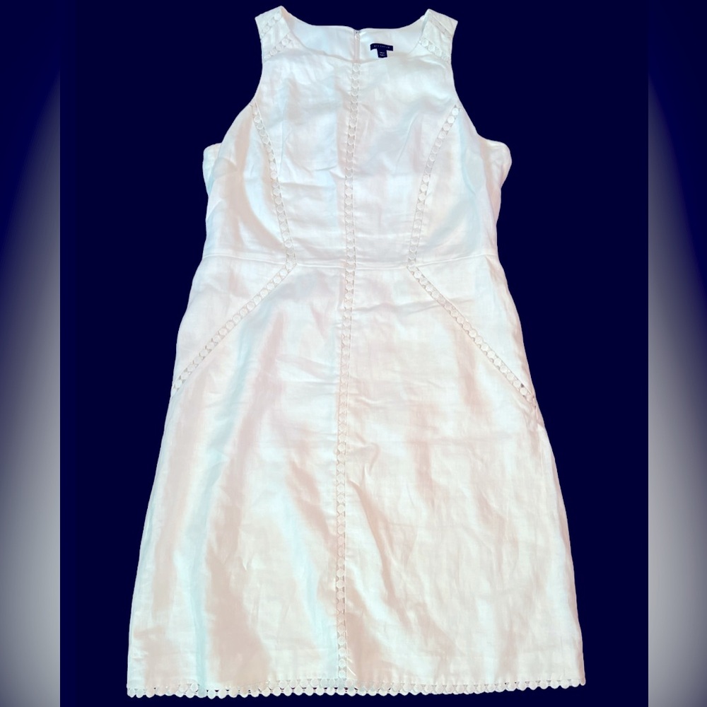 White linen Ann Taylor dress.